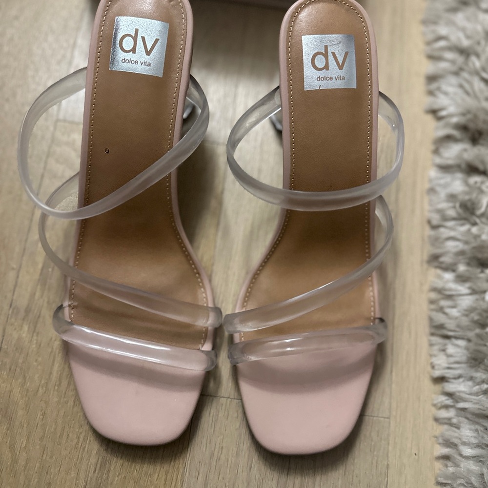 Dolce Vita Clear Heeled Mules with Transparent Straps
